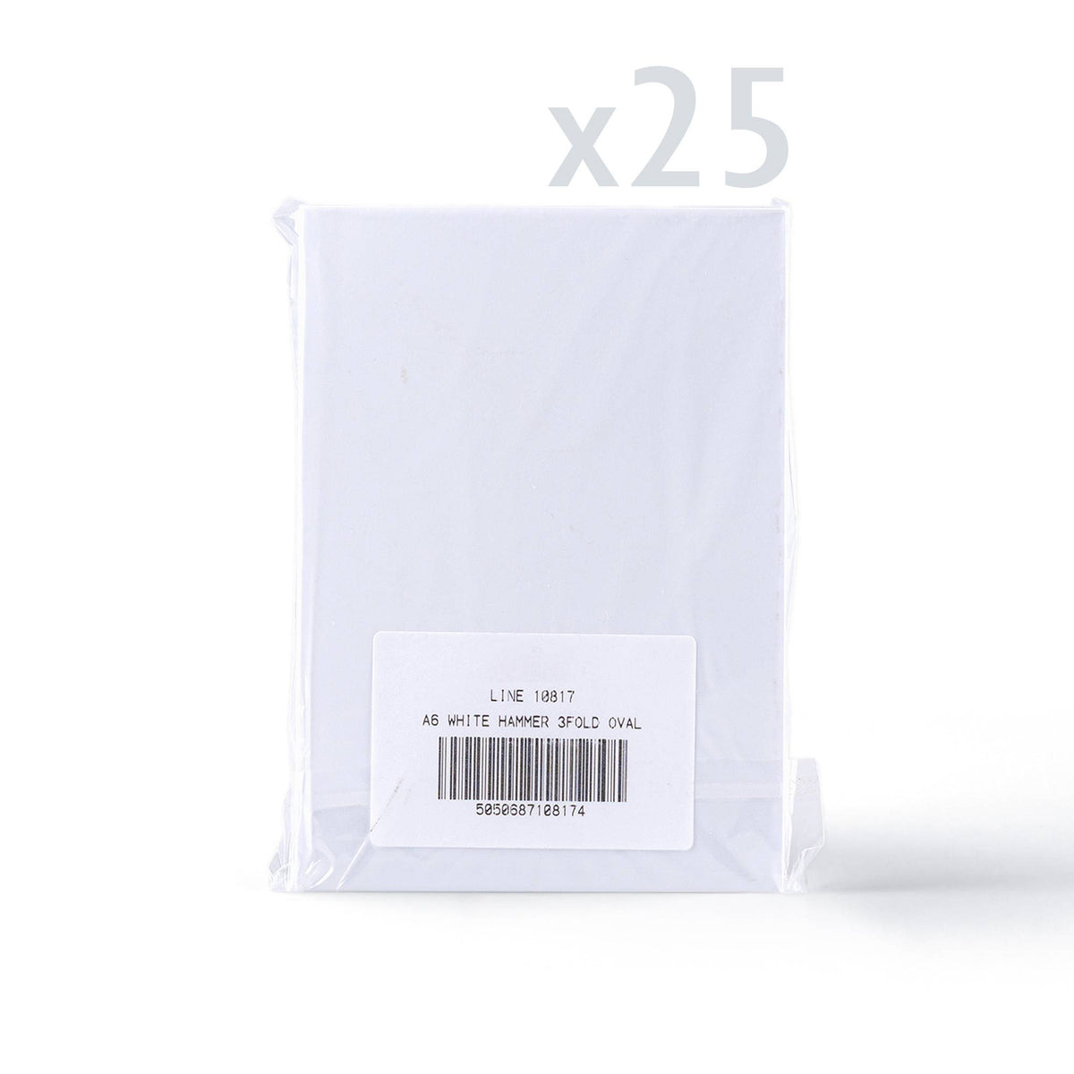 Cartes blanches à texture martelée, pliées en trois avec ouverture ovale – lot