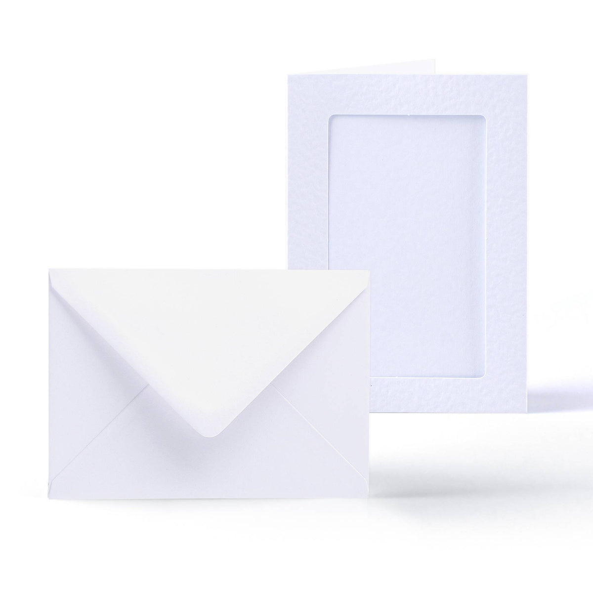 Cartes blanches à texture martelée avec ouverture rectangulaire – lot