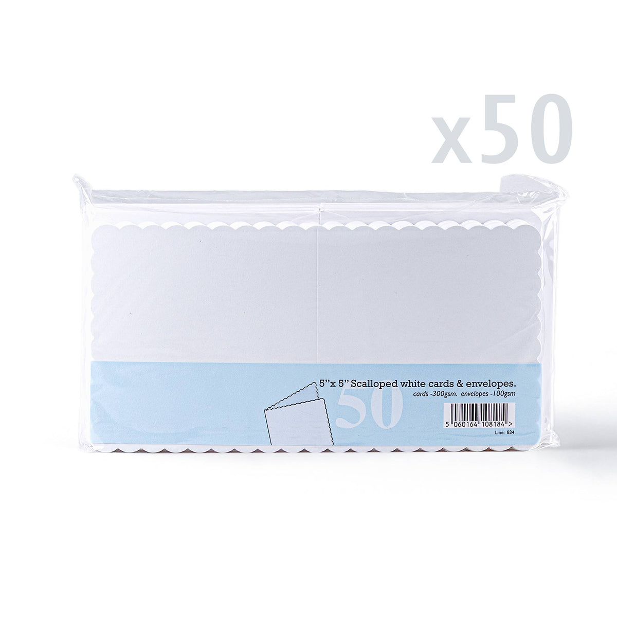 Cartes et enveloppes blanches à bord ondulé – lot