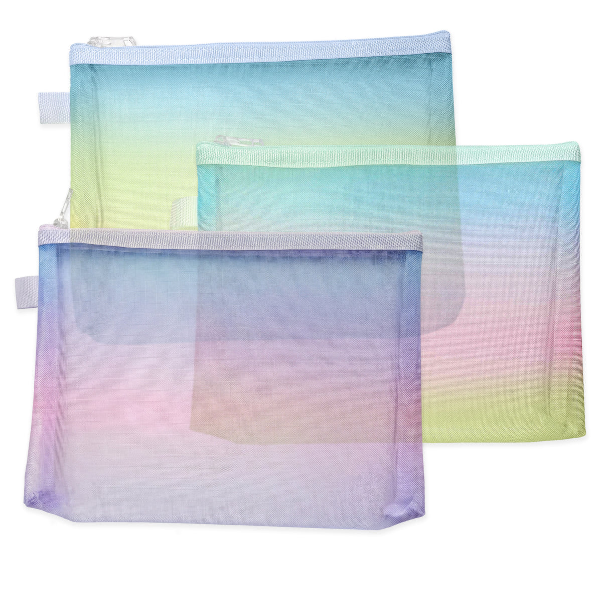 Pochette en maille de nylon dégradé avec fermeture à glissière