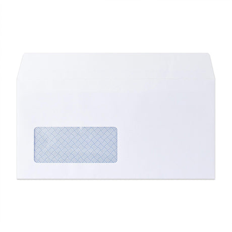 Enveloppe blanche avec impression intérieure – fenêtre 110x220 mm (DL) 100gsm