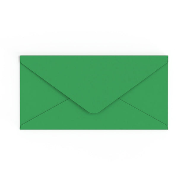 DL Kelly Green British Made Gummed V-Flap Envelope (110 x 220mm)