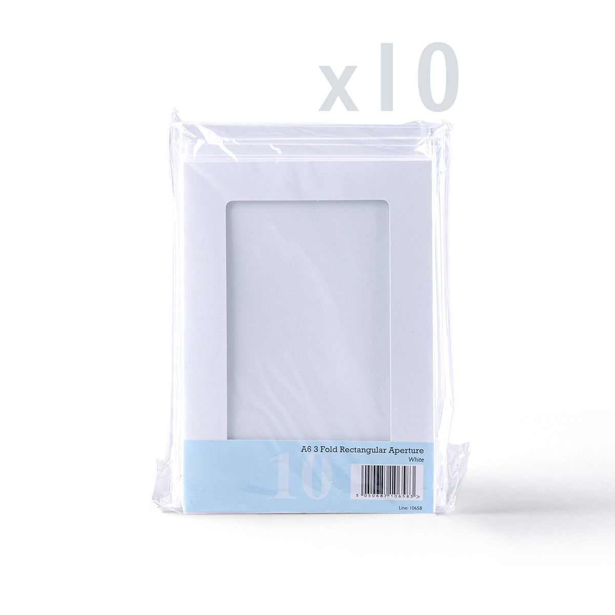 Cartes blanches pliées en trois avec ouverture rectangulaire – lot