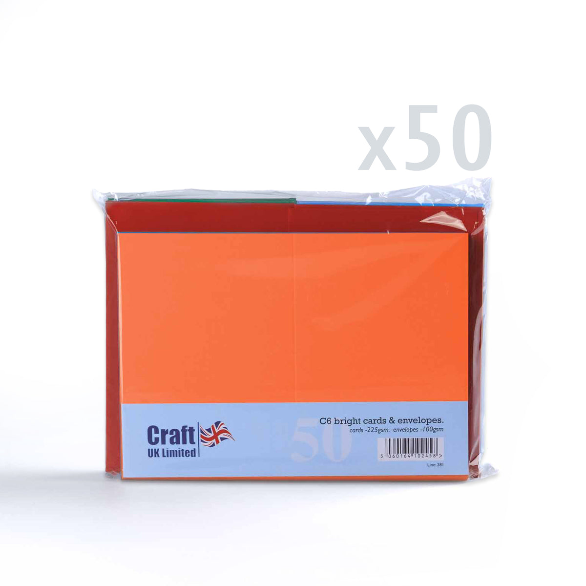 Cartes couleurs vives assorties 225 g/m² et enveloppes 100 g/m²