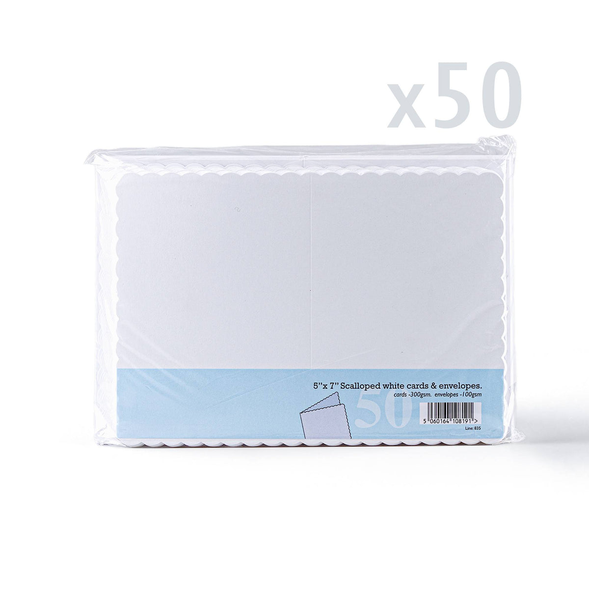 Cartes et enveloppes blanches à bord ondulé – lot