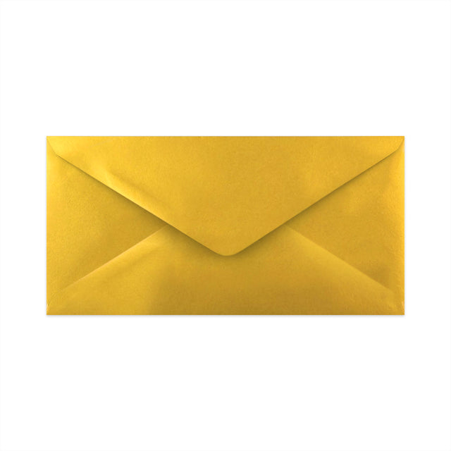 DL Metallic Gold Gummed V-Flap Envelope (110 x 220mm)