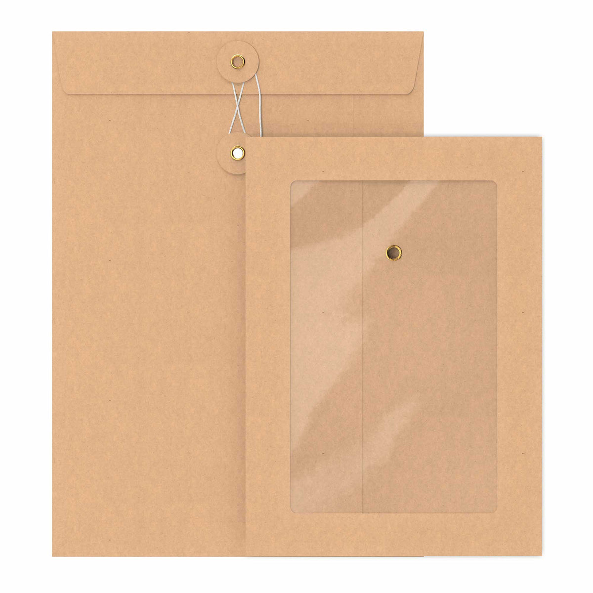 Enveloppes à rondelle et ficelle avec fenêtre panoramique - Fermeture Japonaise